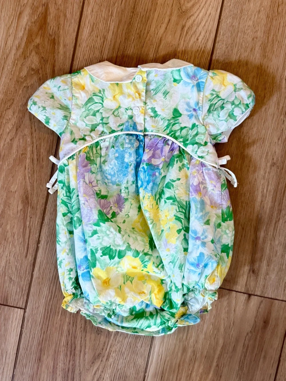 Janie and Jack Floral Peter Pan Collar Bubble Romper – 3–6M
